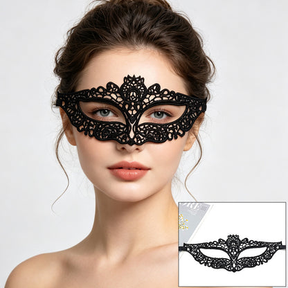 Venetian lace mask intricate filigree fox silhouette with scrolls