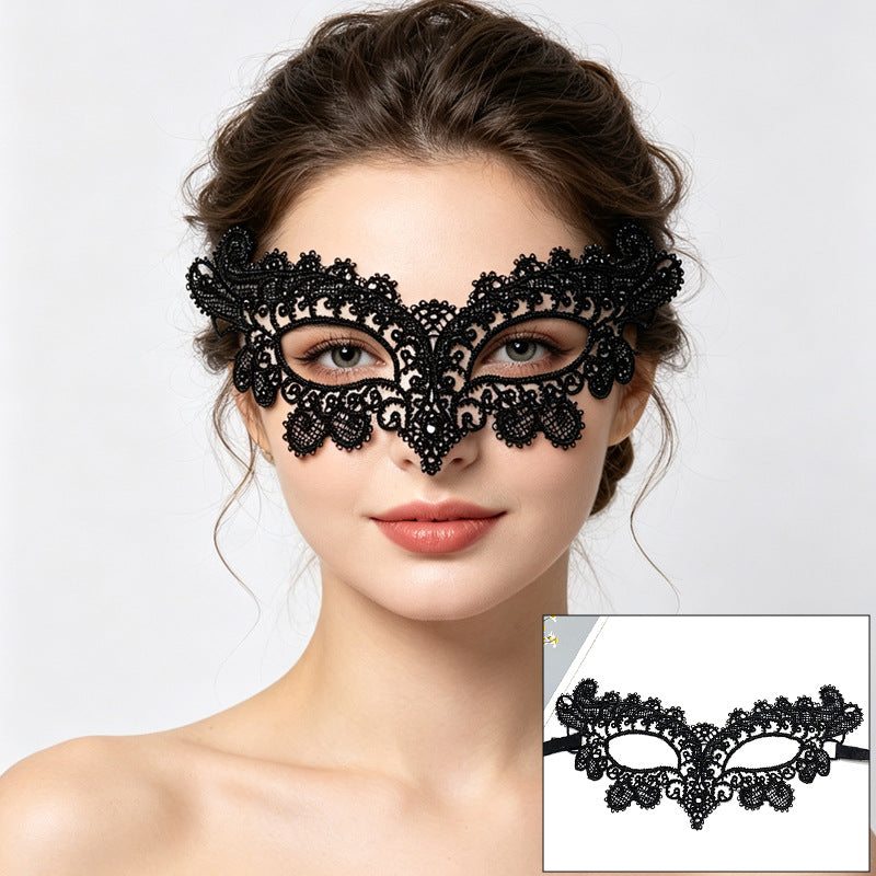 Venetian lace mask floral rosette center with heart swirls