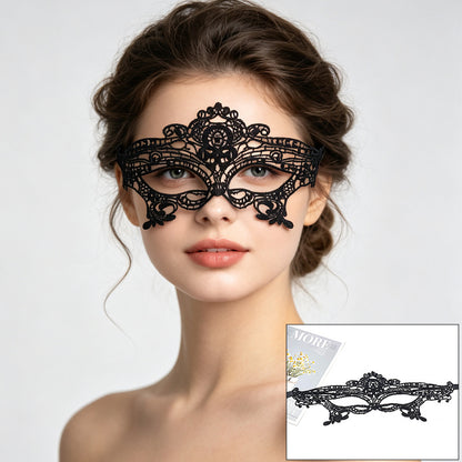 Venetian lace mask sleek modern band with geometric mesh