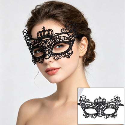 Venetian lace mask ornate tiara crown top with ribbons