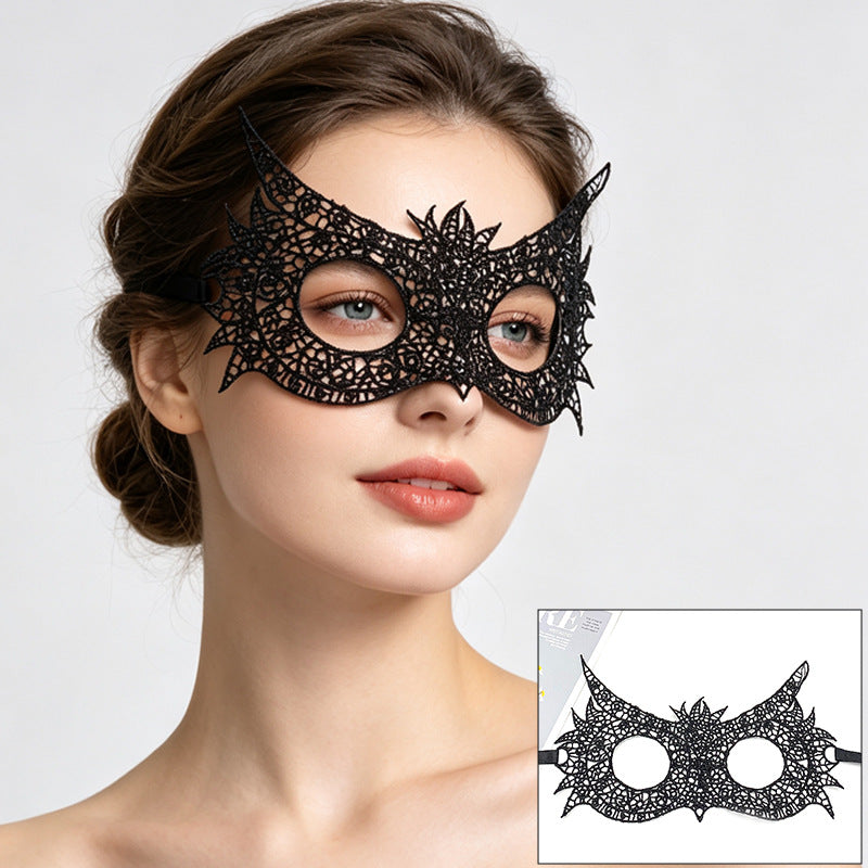 Venetian lace mask wide circular eye openings with filigree