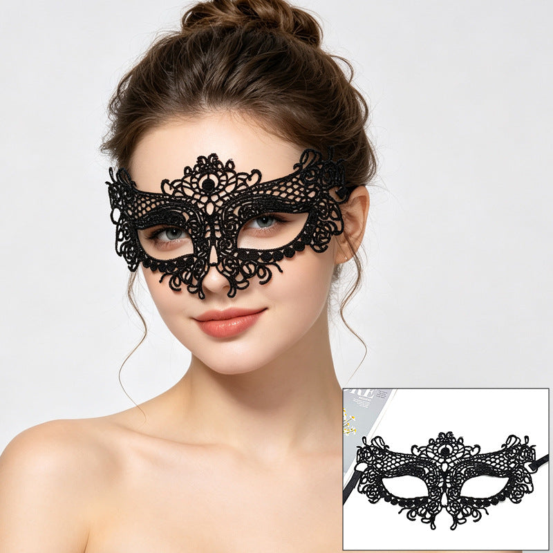 Venetian lace mask contemporary floral lace with scrolled edges