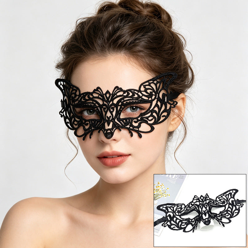 Venetian lace mask bold tiger stripes with flared brow