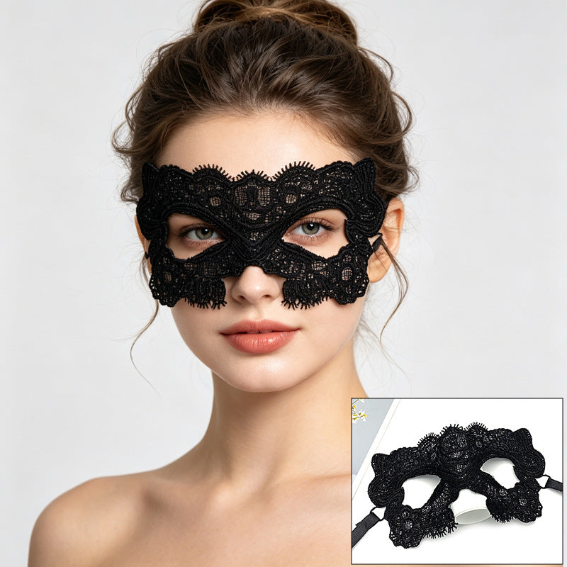 Venetian lace mask sleek feline contours with almond cutouts