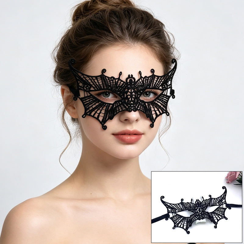 Venetian lace mask central spider motif with web openwork