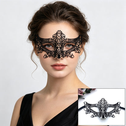 Venetian lace mask compact fox silhouette with pointed ears