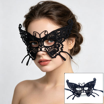 Venetian lace mask filigree butterfly wings with scrollwork antennae
