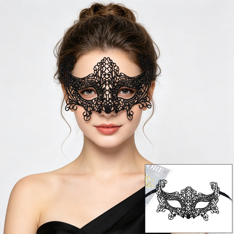 Venetian lace mask scalloped bat wing edges with ribbons