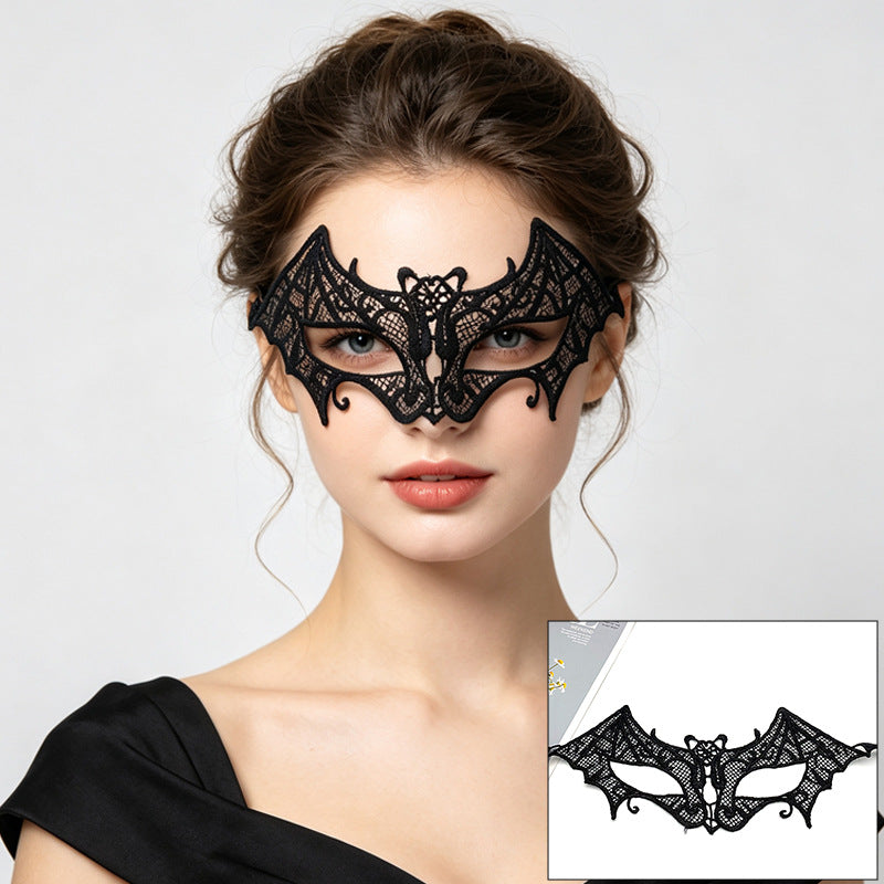 Venetian lace mask central cross motif with scalloped brow