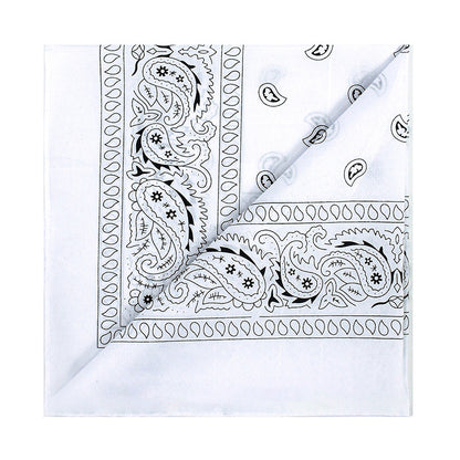 White vintage paisley bandana with classic black western border print