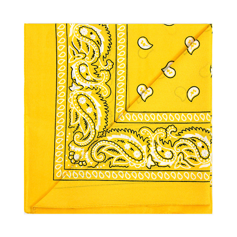 Golden yellow vintage paisley bandana with white western pattern print