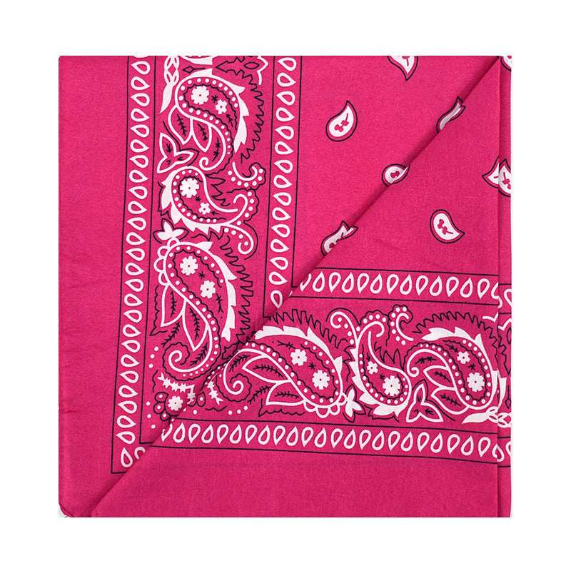 Rose red vintage paisley bandana with white western pattern print