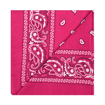 Rose red vintage paisley bandana with white western pattern print