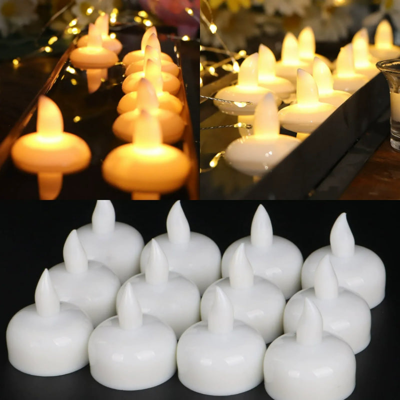 Floating LED candle light color variations and unlit unit specifications