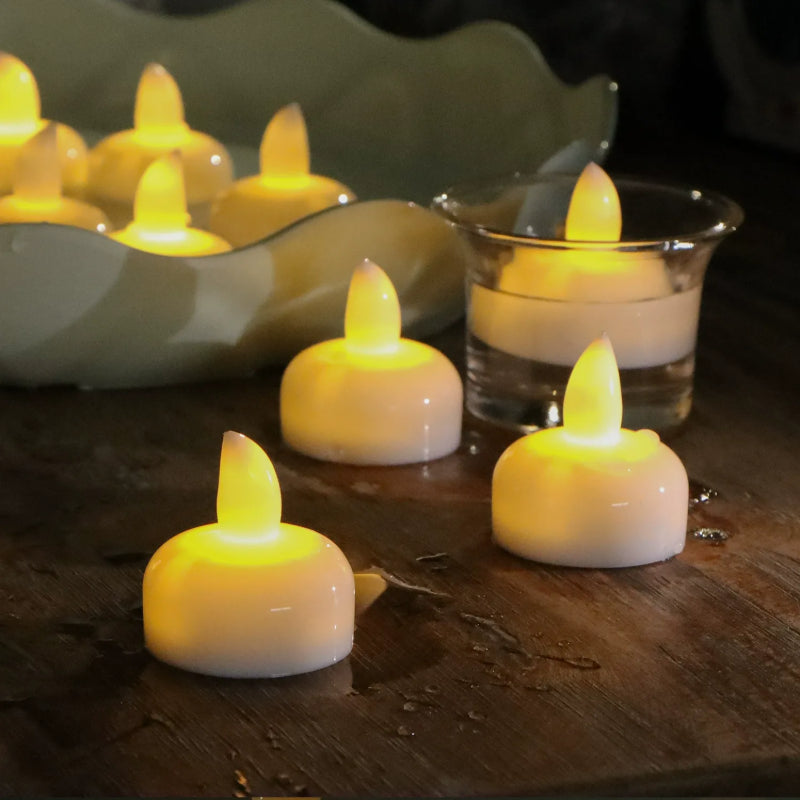 Floating LED candle steady yellow light