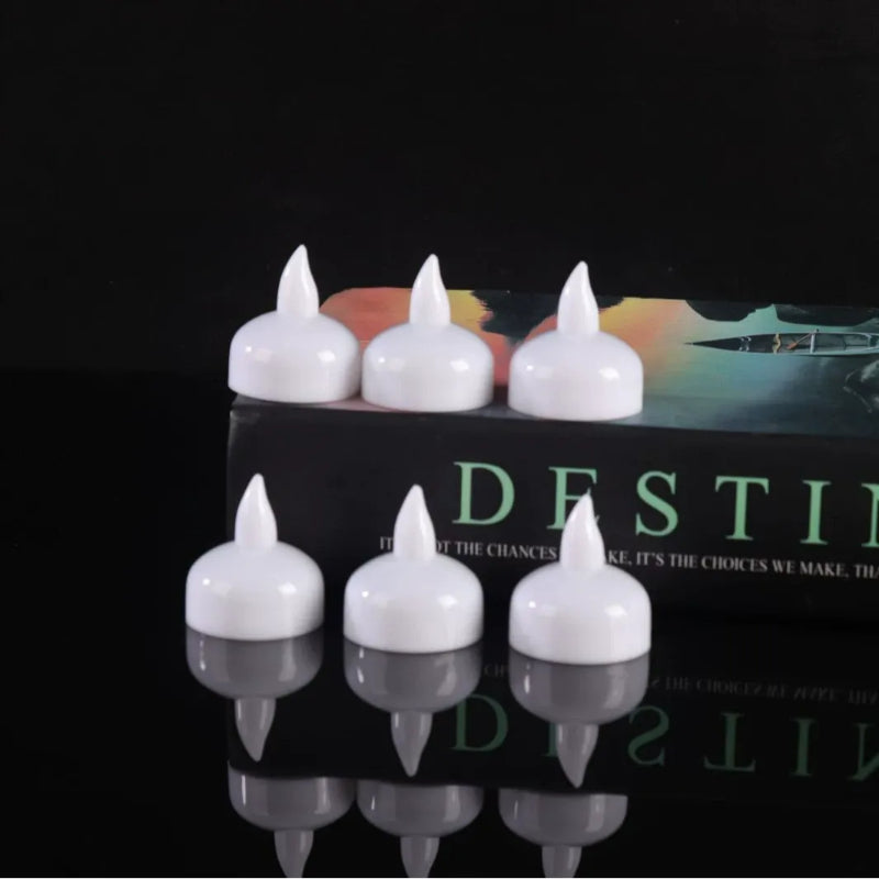 Floating LED candle 6-pack unlit white finish units