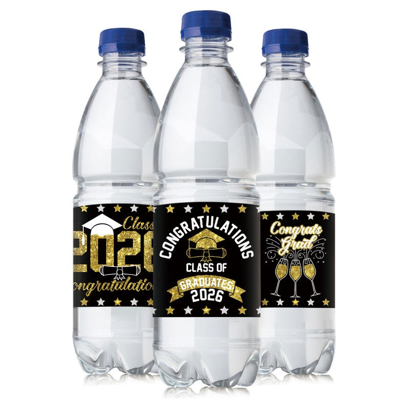 Graduation Water Bottle Stickers | PVC Vinyl Labels for Party Favors | 15pcs per Pack