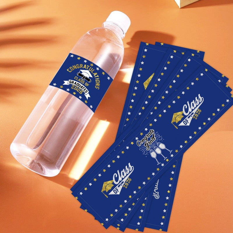 Graduation Water Bottle Stickers | PVC Vinyl Labels for Party Favors | 15pcs per Pack