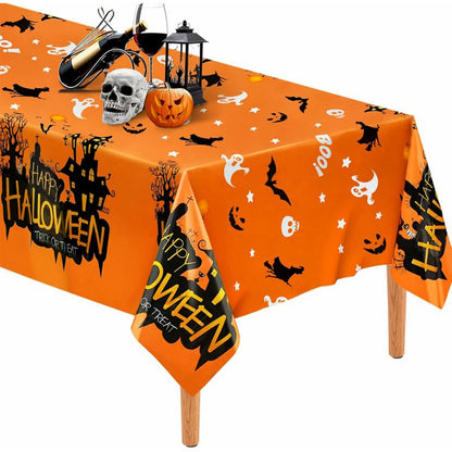 Custom Halloween Plastic Tablecloth – Waterproof & Oil-Proof Disposable Table Cover for Party