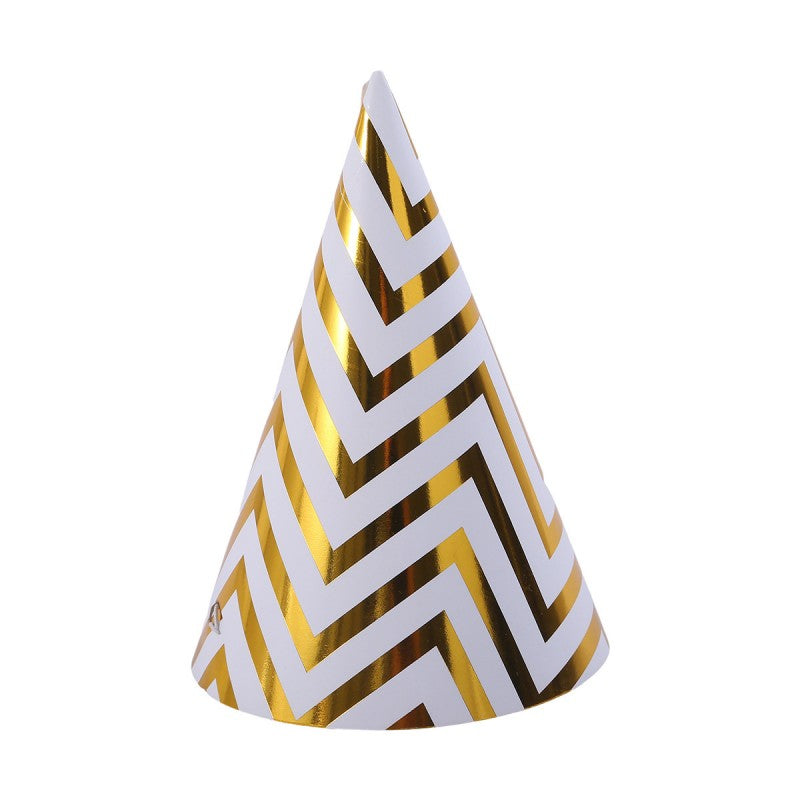 Gold Foil Polka Dot Party Hats – 10 Pack, Wave Edge Birthday Hats for Adults & Kids