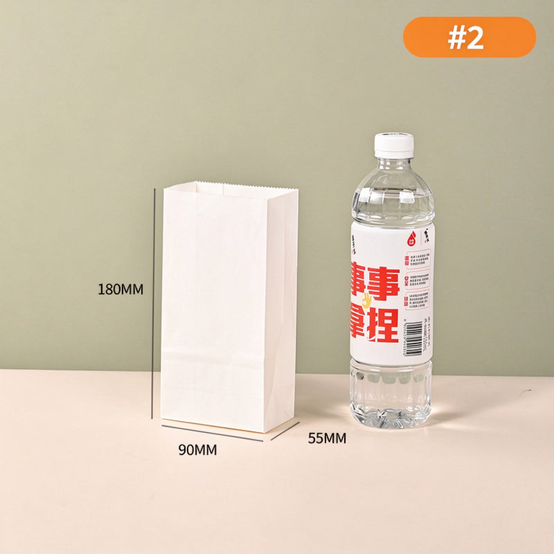 White kraft bag #2 compact 9x5.5x18cm upright standing profile with flat block bottom