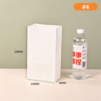 White kraft bag #4 standard 13x8x24cm bakery bag showing expandable sides