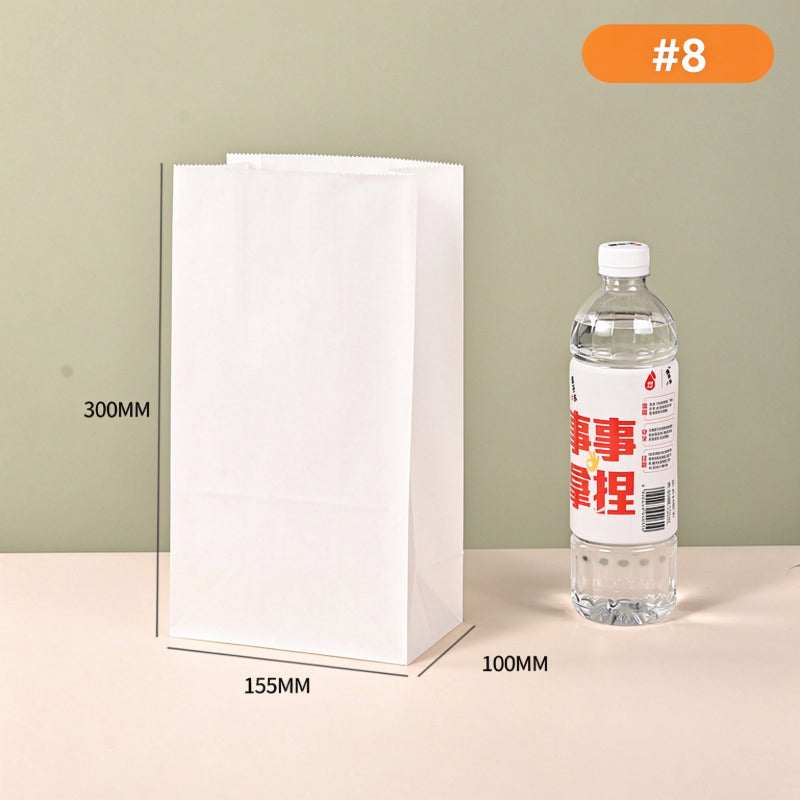 White kraft bag #8 tall 15.5x10x30cm meal bag with reinforced rectangular base
