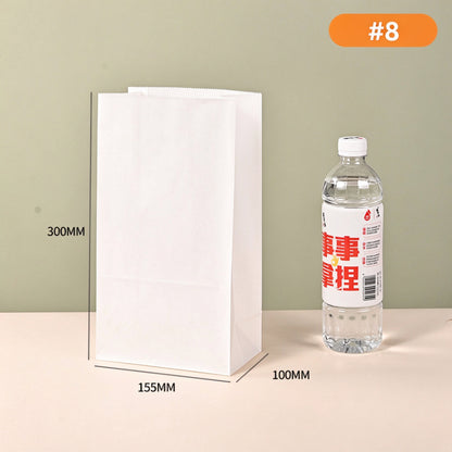 White kraft bag #8 tall 15.5x10x30cm meal bag with reinforced rectangular base