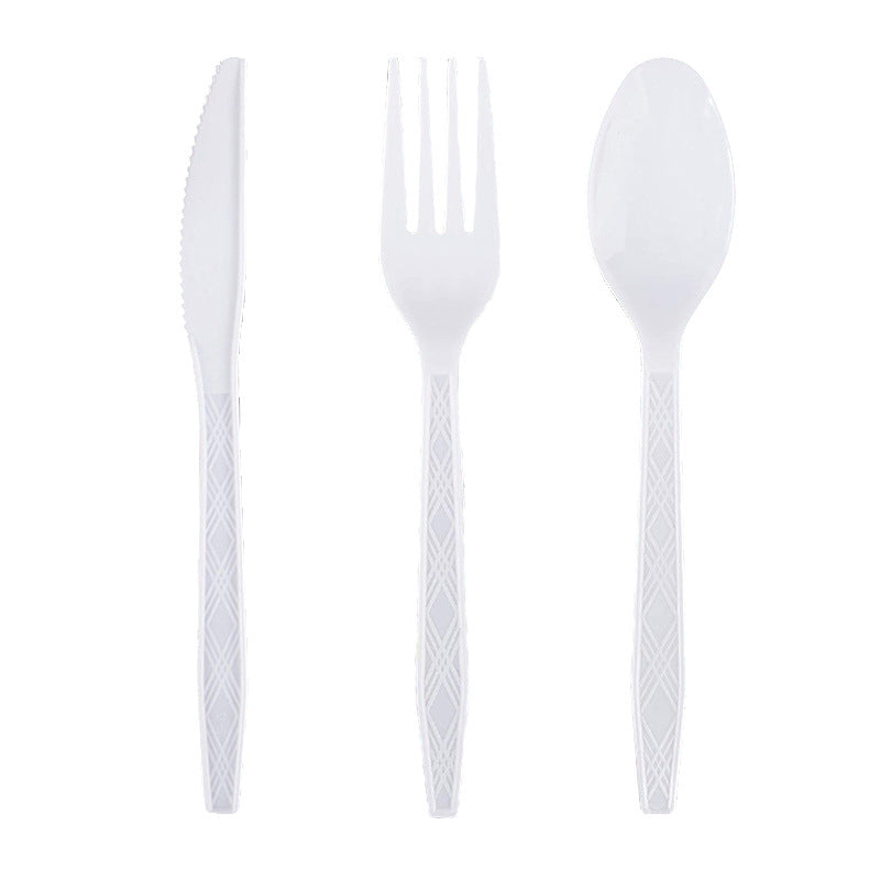 Gold Silver White & Rainbow Disposable Forks Knives Spoons – Party Cutlery Set