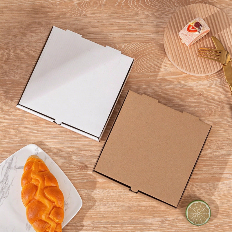 Corrugated pizza box white and kraft flat side by side display