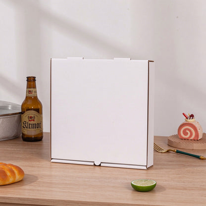 Corrugated pizza box white finish upright front view