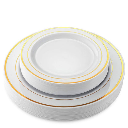 Disposable PS Dinner Plates 6-10.25 Inch - Gold Rim, Food Grade & Rose Gold Finish