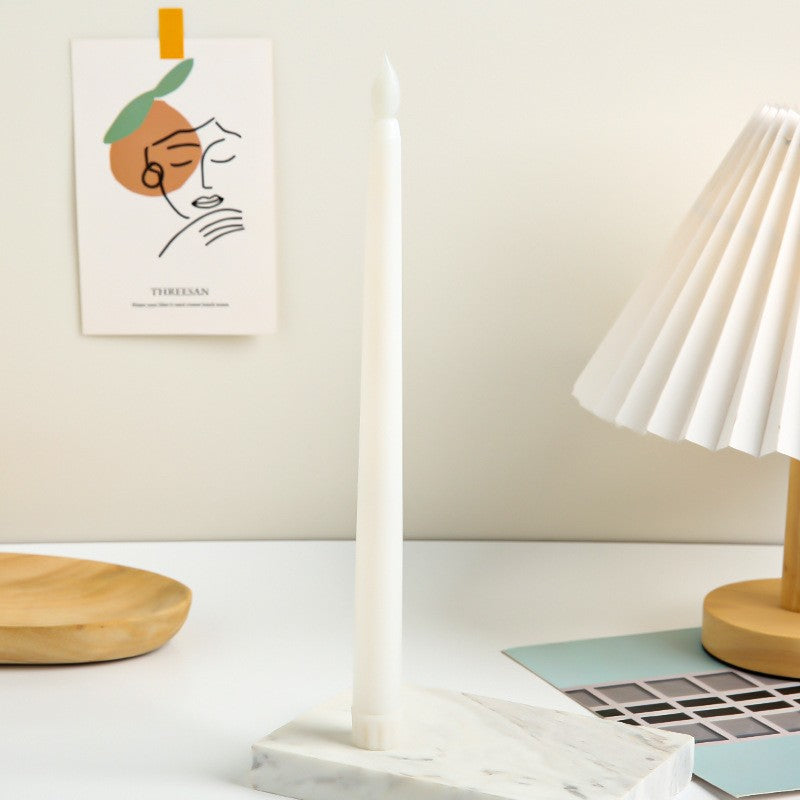Long Stem Flameless LED Candle with Remote – Pointed Top Electronic Candle for Birthday Dinner, Wedding Centerpiece & Spooky Event
