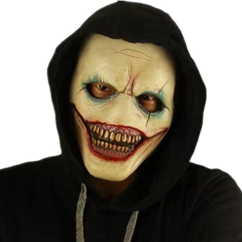 Funny Clown Face Mask with Crazy Hair Wig – Halloween Joker Costume Set for Masquerade Ball, Stage Show & Prank Party
