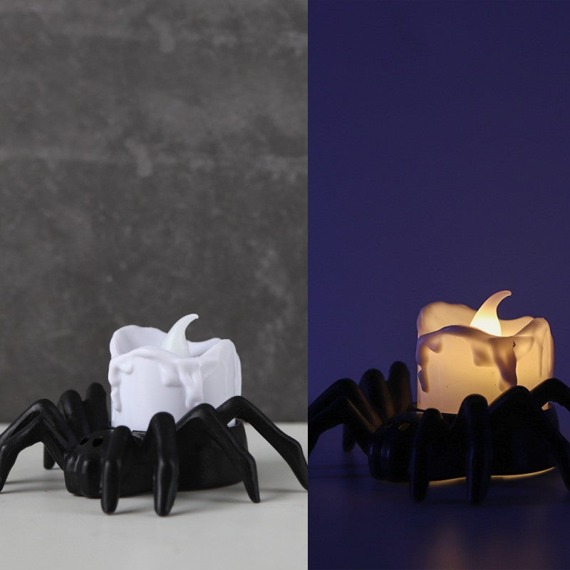 Halloween Spider Lamp & Eyeball Light – LED Flickering Candle, Pumpkin Figurine, Spooky Atmosphere Decor for Haunted House & Party