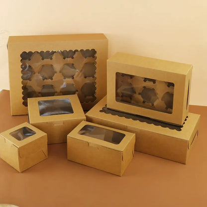 Wholesale Windowed Kraft & White Cupcake Boxes with Inserts – 16 Options