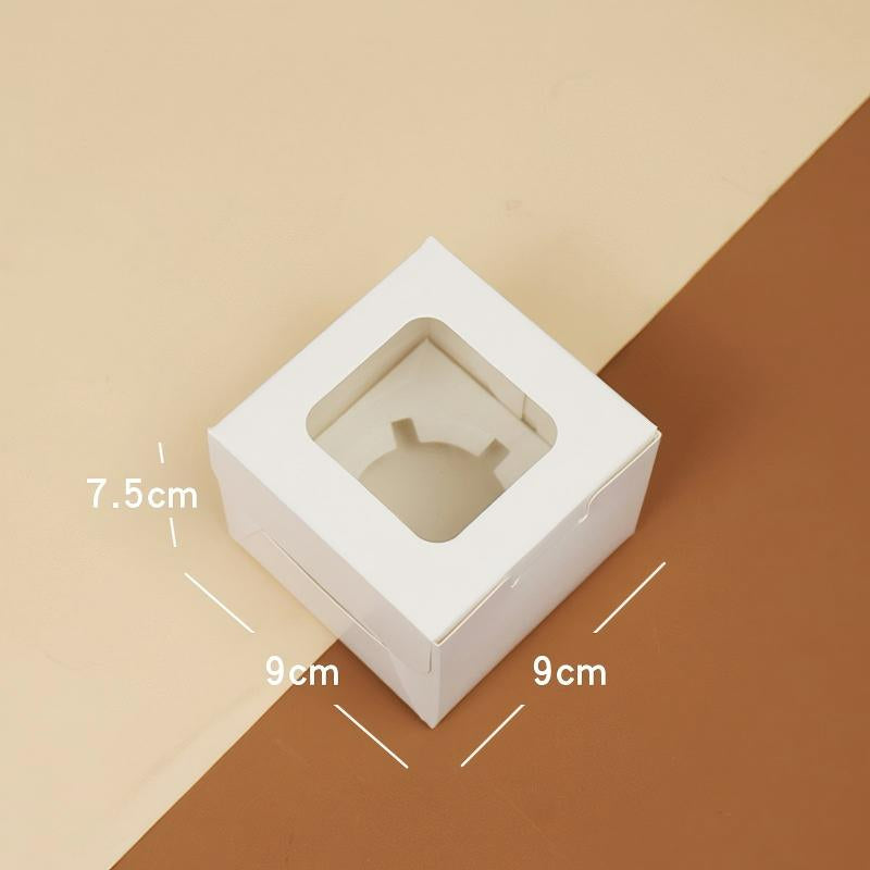 Wholesale windowed cupcake boxes with inserts - 1-cavity white cardboard with clear display window