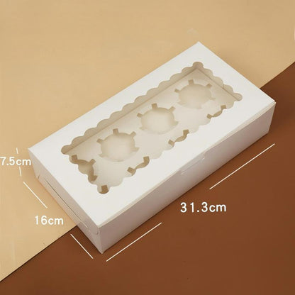 Wholesale windowed cupcake boxes with inserts - 8-cavity white cardboard with clear display window