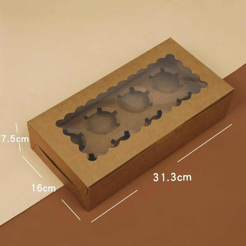 Wholesale windowed cupcake boxes with inserts - 8-cavity natural kraft paperboard with clear display window
