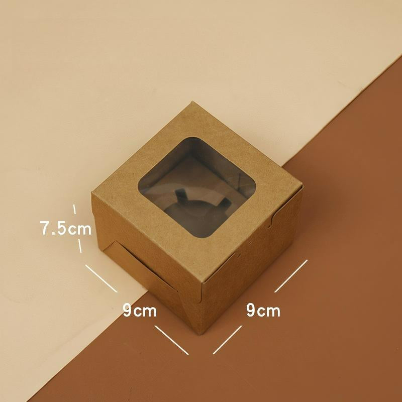 Wholesale windowed cupcake boxes with inserts - 1-cavity natural kraft paperboard with clear display window