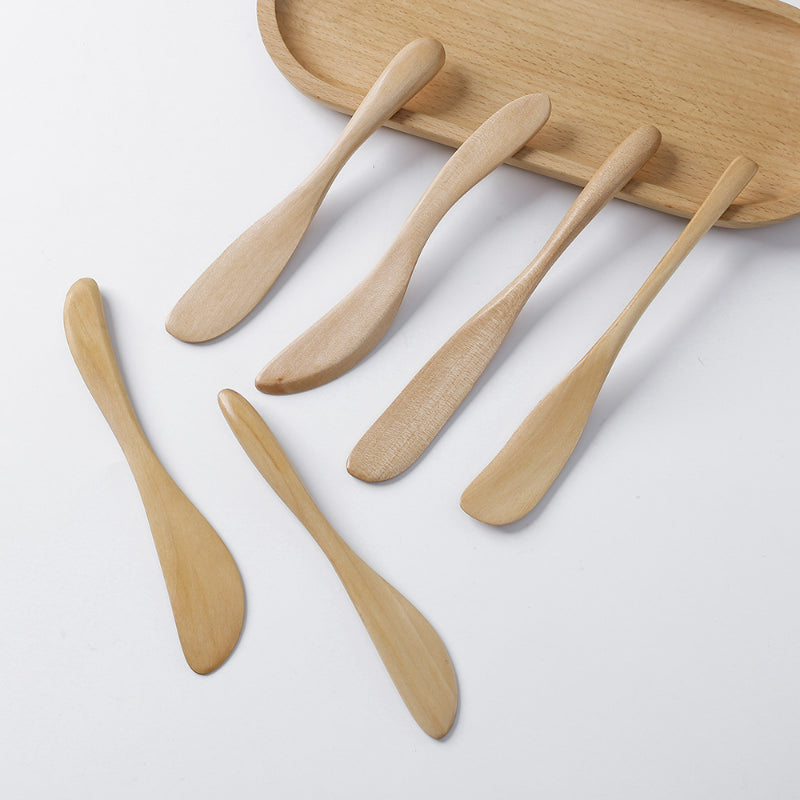 Wooden butter spreader fanned set light natural wood knives
