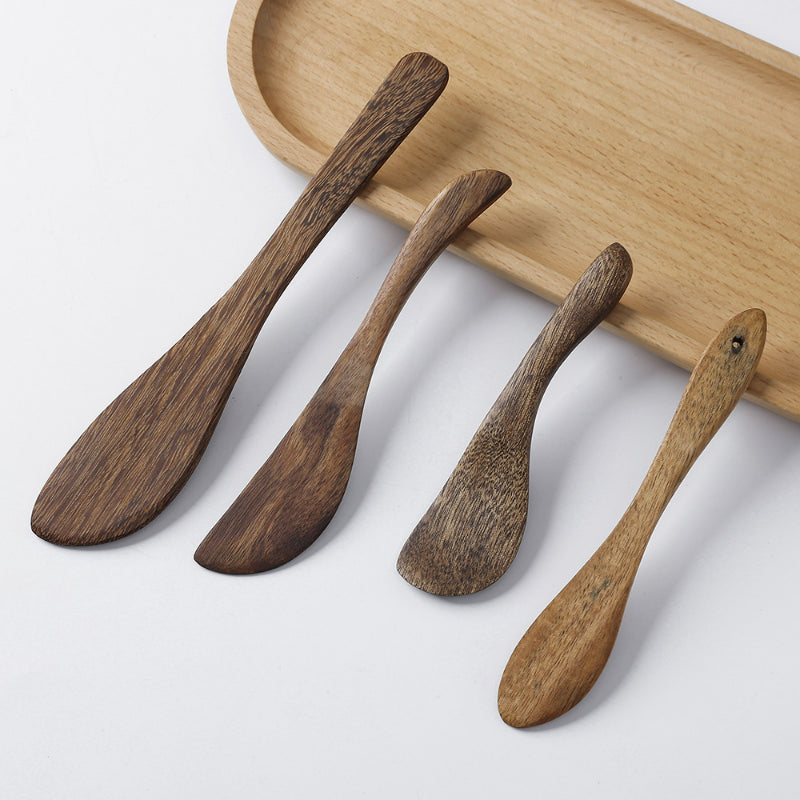 Wooden butter spreader fanned arrangement dark assorted wood paddles