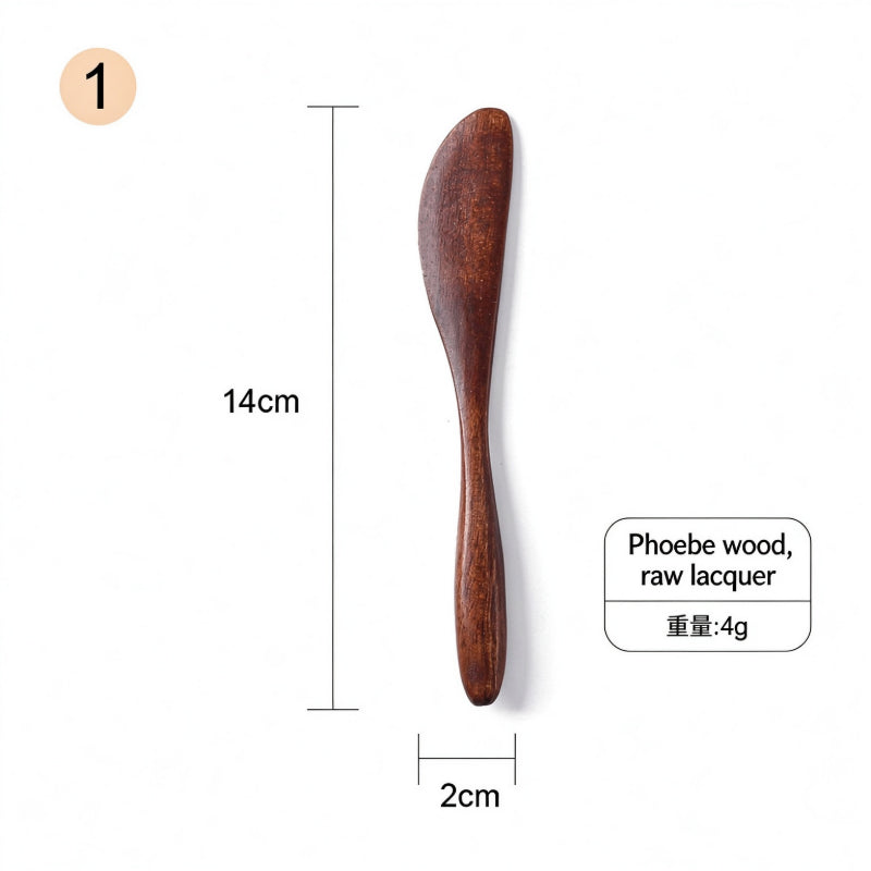 Wooden butter spreader compact phoebe wood short tapered handle