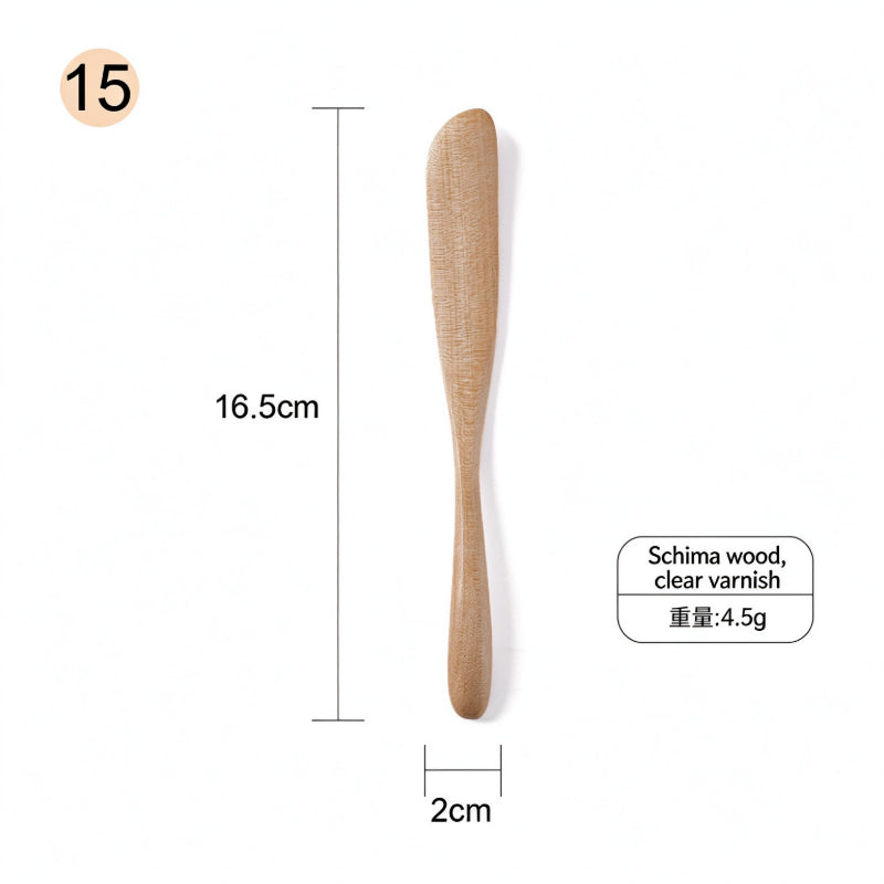 Wooden butter spreader light schima wood long slim paddle