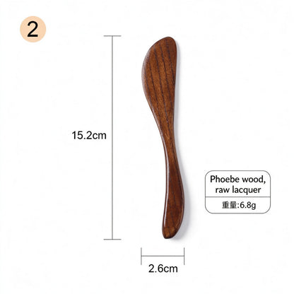 Wooden butter spreader lacquer phoebe wood smooth curved paddle