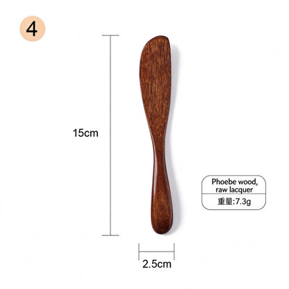 Wooden butter spreader polished phoebe wood rounded curved blade