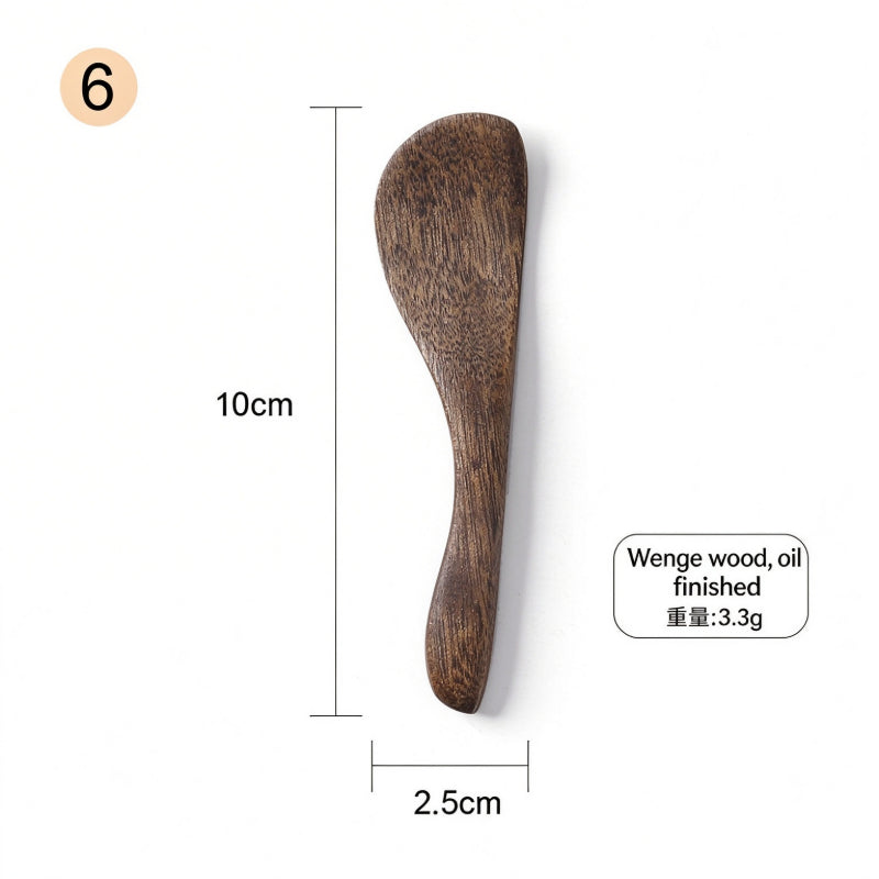 Wooden butter spreader mini dark wenge wood contoured paddle