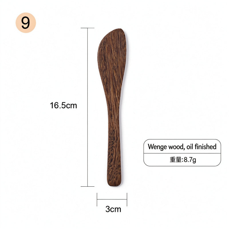 Wooden butter spreader dark grained wenge wood wide blade