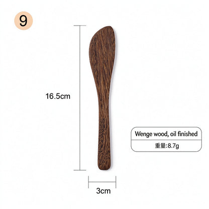 Wooden butter spreader dark grained wenge wood wide blade
