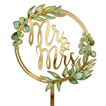 Acrylic and wood cake topper oversized 3mm acrylic floral wreath 15cm width